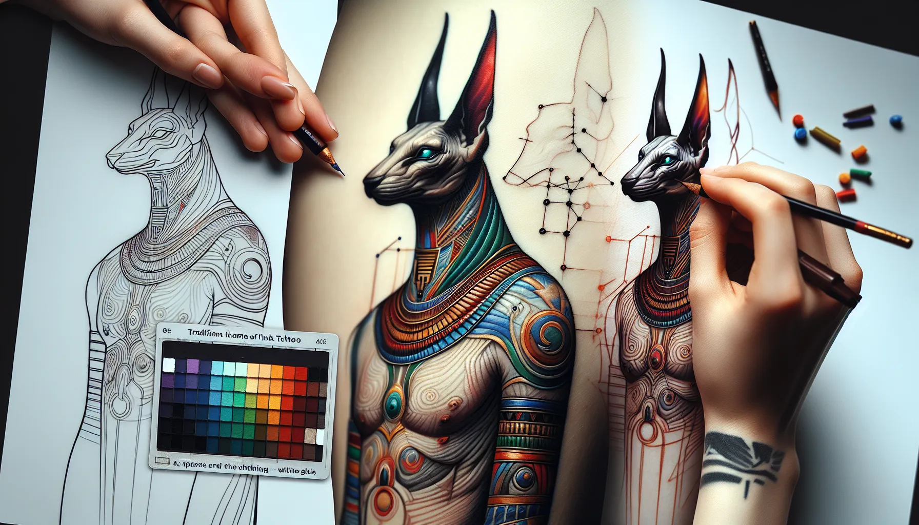 7 diseños de tatuajes de Anubis en la pierna - TatuajePedia