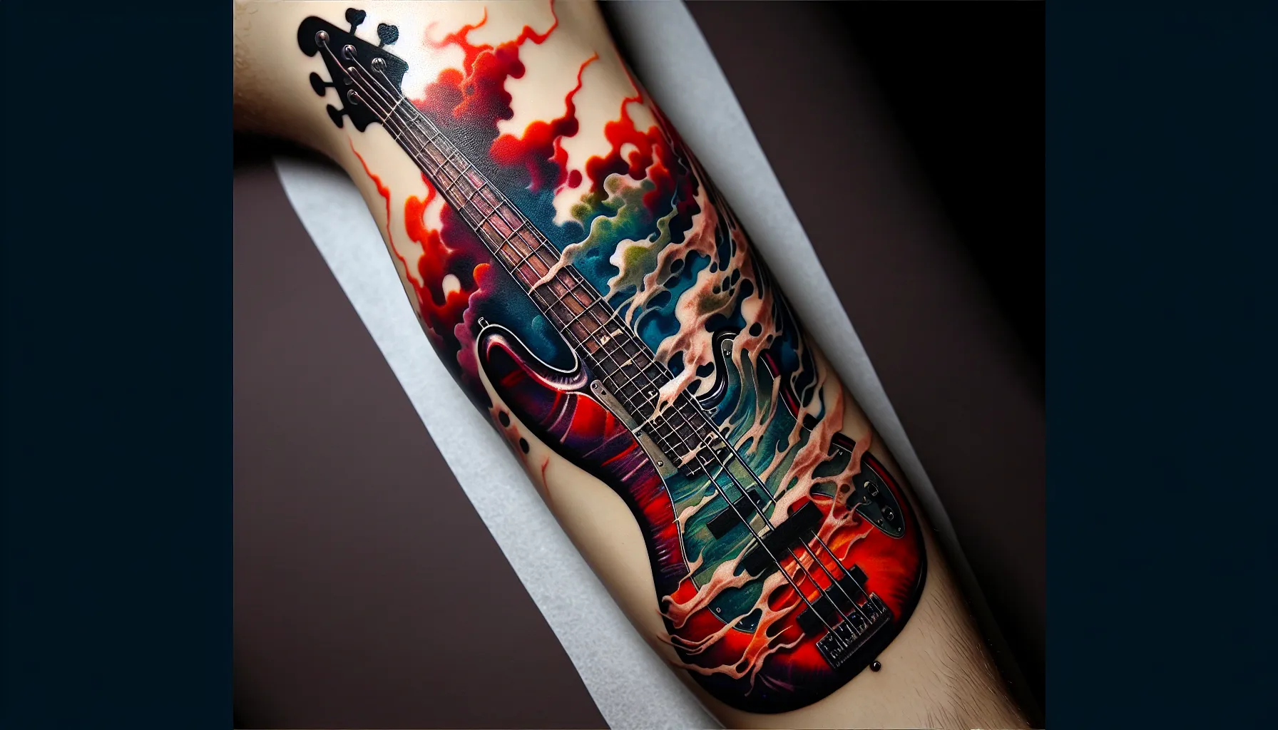 Tinta realista de guitarra baja